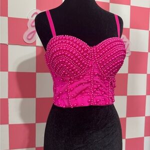 Pink Beaded Bustier Top